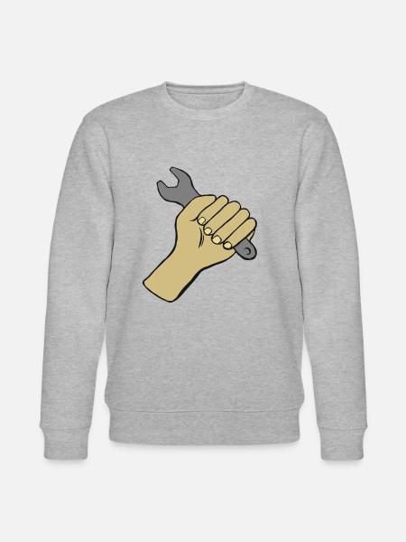 Open ended wrench tool handyman screwdriver hand - Stanley/Stella CHANGER Unisex Organic Sweatshirt - heather grey
