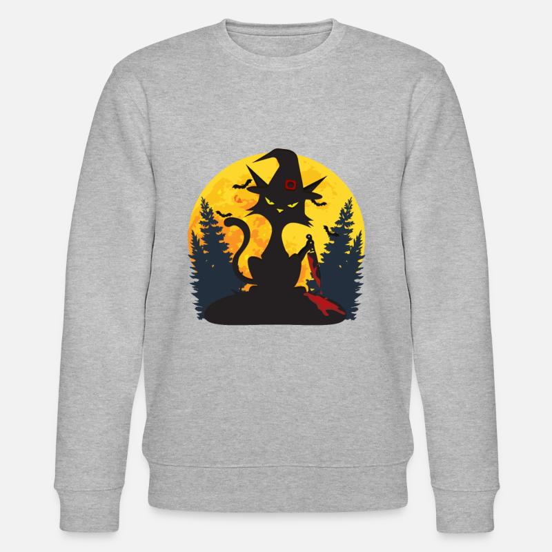 Blutige Halloween Katze - Stanley/Stella Unisex Bio-Sweatshirt CHANGER  - Grau meliert