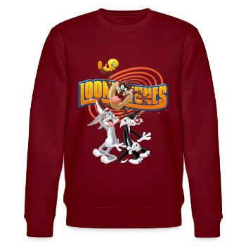 Looney Tunes Bugs Bunny, Taz, Sylvester & Tweety - Stanley/Stella Unisex Bio-Sweatshirt CHANGER  - Burgunderrot - Vorne - Nik (191cm) & Marisol (170cm)