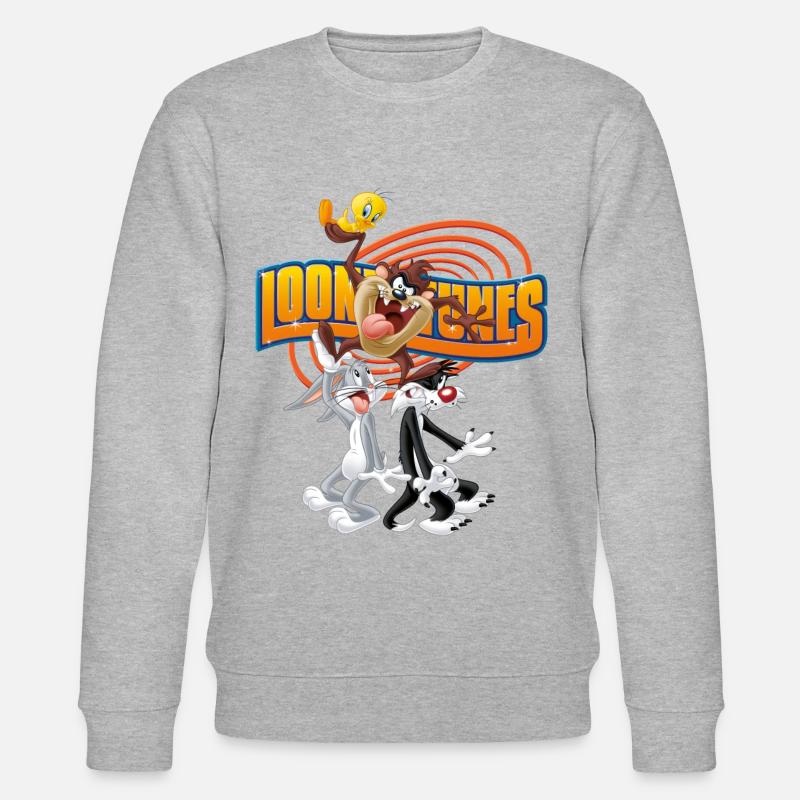 Looney Tunes Bugs Taz Tweety Sylvester - Stanley/Stella CHANGER Unisex Organic Sweatshirt - heather grey