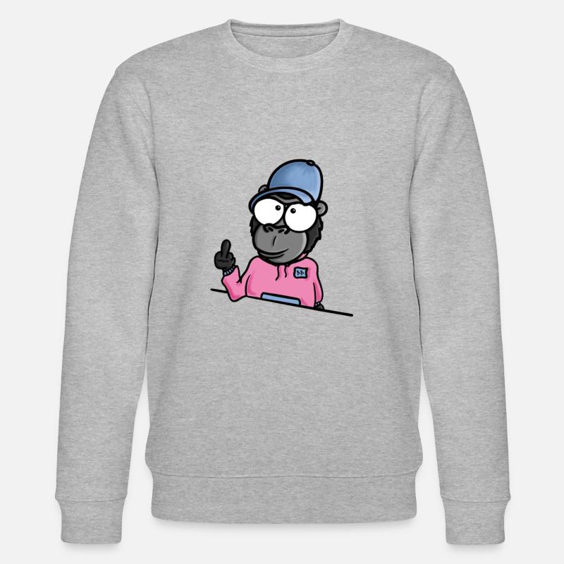 Gorilla zeigt Mittelfinger - Stanley/Stella Unisex Bio-Sweatshirt CHANGER  - Grau meliert