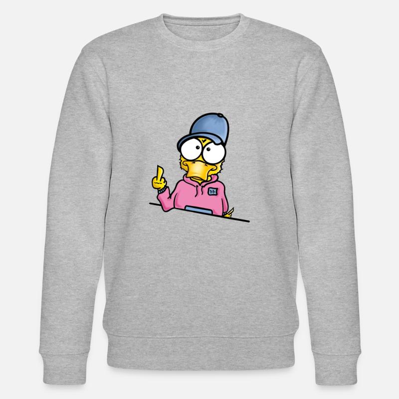Ente mit Cap Mittelfinger - Stanley/Stella Unisex Bio-Sweatshirt CHANGER  - Grau meliert