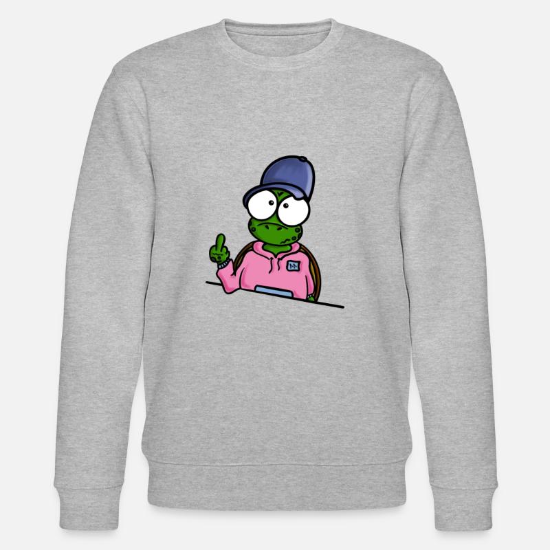 Schildkröte mit Cap Mittelfinger - Stanley/Stella Unisex Bio-Sweatshirt CHANGER  - Grau meliert