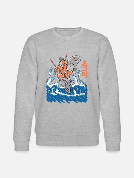 Sushi au saumon dans la vague - Sweat bio CHANGER Stanley/Stella Unisexe - gris chiné