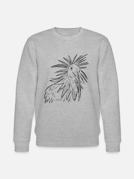 Waldrapp Vogel Zeichnung - Stanley/Stella Unisex Bio-Sweatshirt CHANGER  - Grau meliert