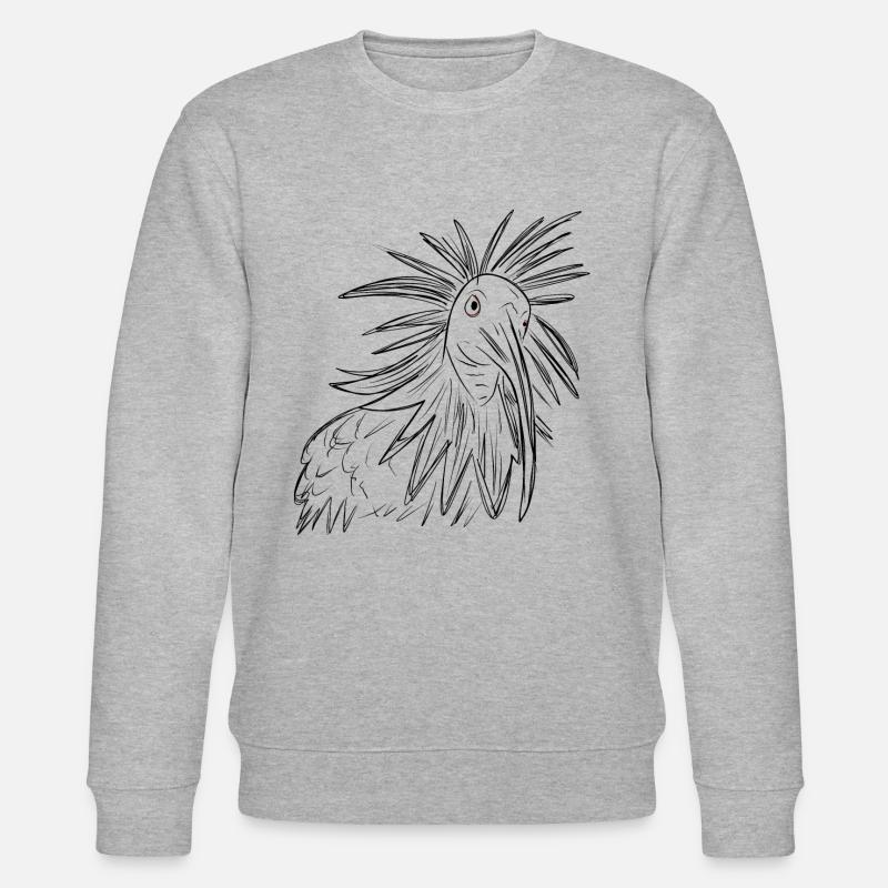 Waldrapp Vogel Zeichnung - Stanley/Stella Unisex Bio-Sweatshirt CHANGER  - Grau meliert