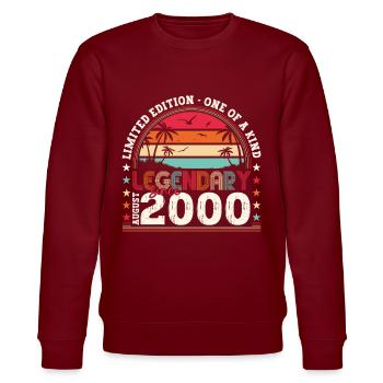 Legendary August 2000 22nd Birthday Gift Fun - Stanley/Stella CHANGER Unisex Organic Sweatshirt - burgundy - Front - Nik (191cm) & Marisol (170cm)
