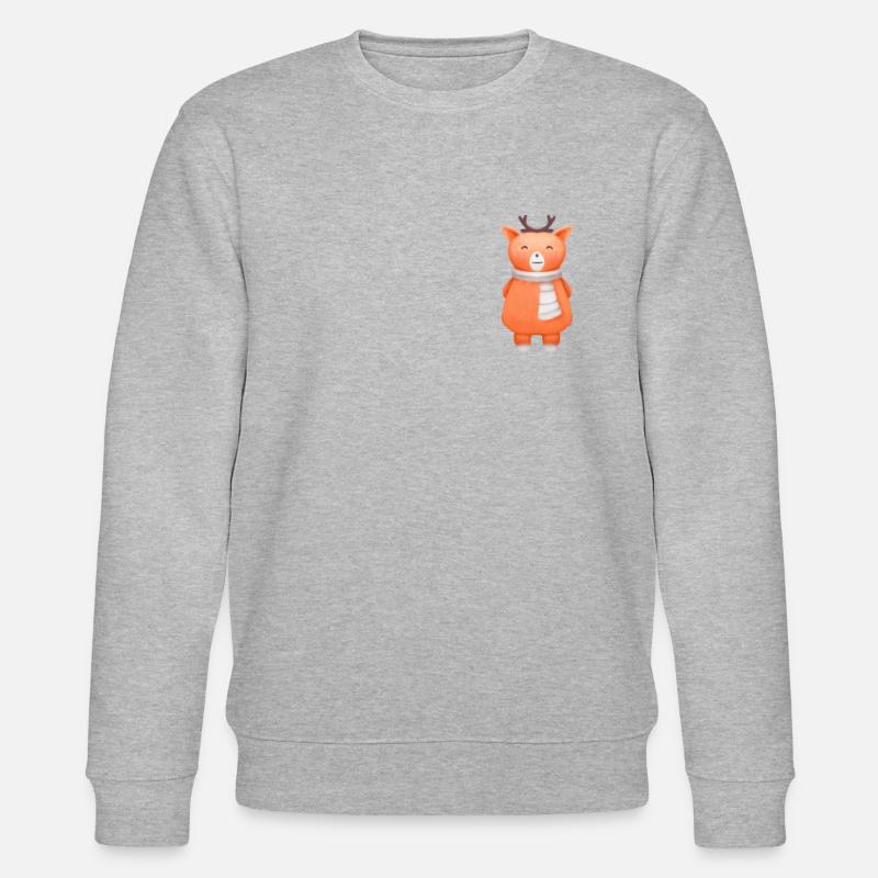 Süßer Hirsch Brusttasche - Stanley/Stella Unisex Bio-Sweatshirt CHANGER  - Grau meliert
