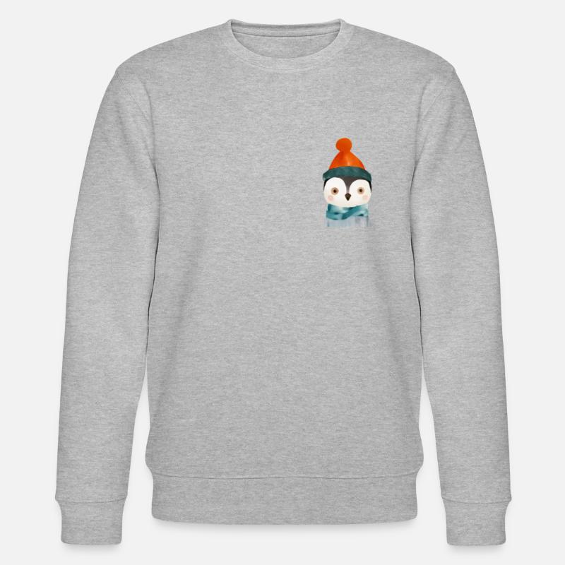 Niedlicher Pinguin Brusttasche - Stanley/Stella Unisex Bio-Sweatshirt CHANGER  - Grau meliert