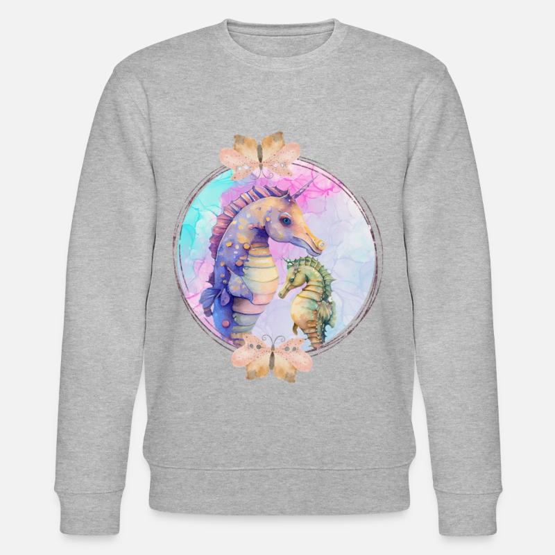 Seepferdchen Mama und Kind - Stanley/Stella Unisex Bio-Sweatshirt CHANGER - Grau meliert
