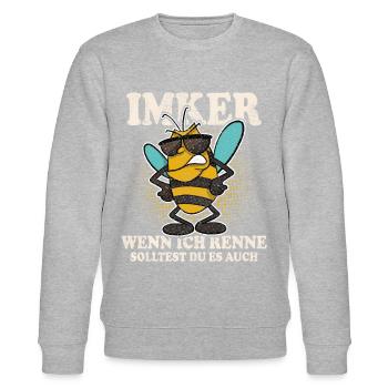 Imker Bienen Biene - Stanley/Stella Unisex Bio-Sweatshirt CHANGER  - Grau meliert - Vorne - Nik (191cm) & Marisol (170cm)