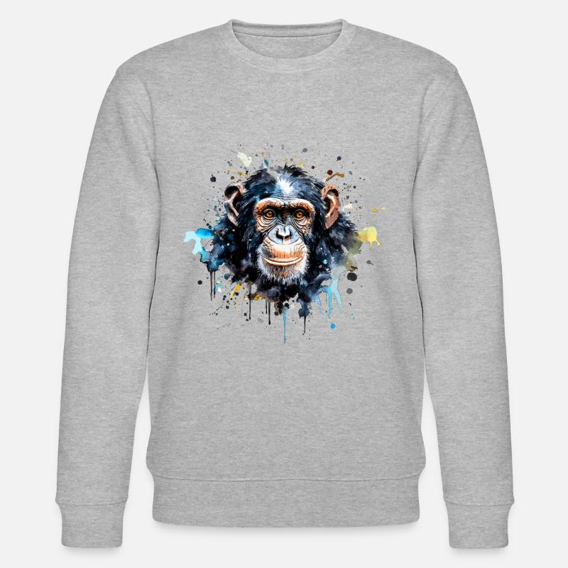 Schimpansen-Aquarell - Stanley/Stella Unisex Bio-Sweatshirt CHANGER  - Grau meliert