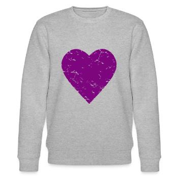 lila Herz - Romantik - used look - Stanley/Stella Unisex Bio-Sweatshirt CHANGER  - Grau meliert - Vorne - Nik (191cm) & Marisol (170cm)