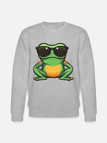 Frog with sunglasses - Stanley/Stella CHANGER Unisex Organic Sweatshirt - heather grey