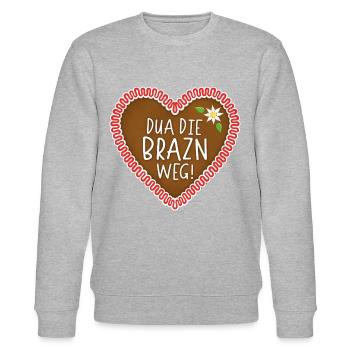 Dua Die Brazn Weg! Lebkuchenherz - Stanley/Stella Unisex Bio-Sweatshirt CHANGER  - Grau meliert - Vorne - Nik (191cm) & Marisol (170cm)