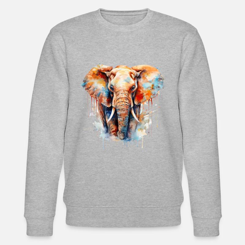 Elefant wasserfarben - Stanley/Stella Unisex Bio-Sweatshirt CHANGER  - Grau meliert
