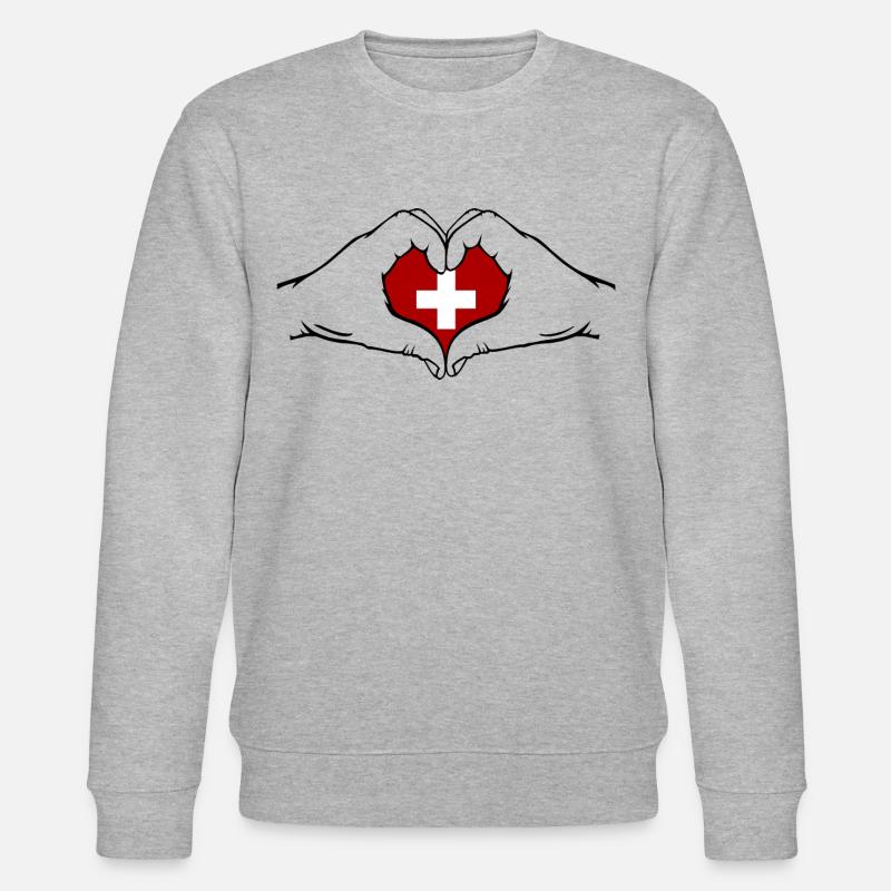 Schweiz Herzform - Stanley/Stella Unisex Bio-Sweatshirt CHANGER  - Grau meliert