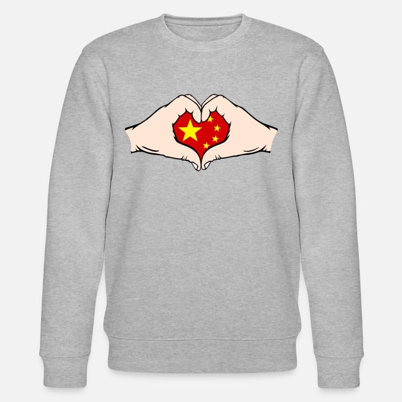 China Herzform mit Hände - Stanley/Stella Unisex Bio-Sweatshirt CHANGER  - Grau meliert
