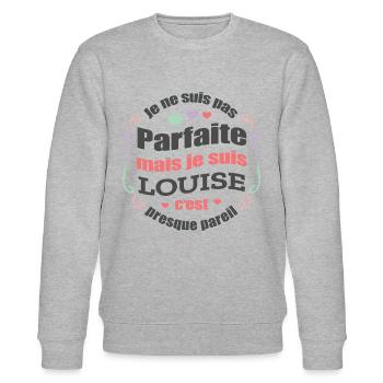 LOUISE PARFAITE - PRENOM LOUISE - Sweat bio CHANGER Stanley/Stella Unisexe - gris chiné - Devant - Nik (191cm) & Marisol (170cm)