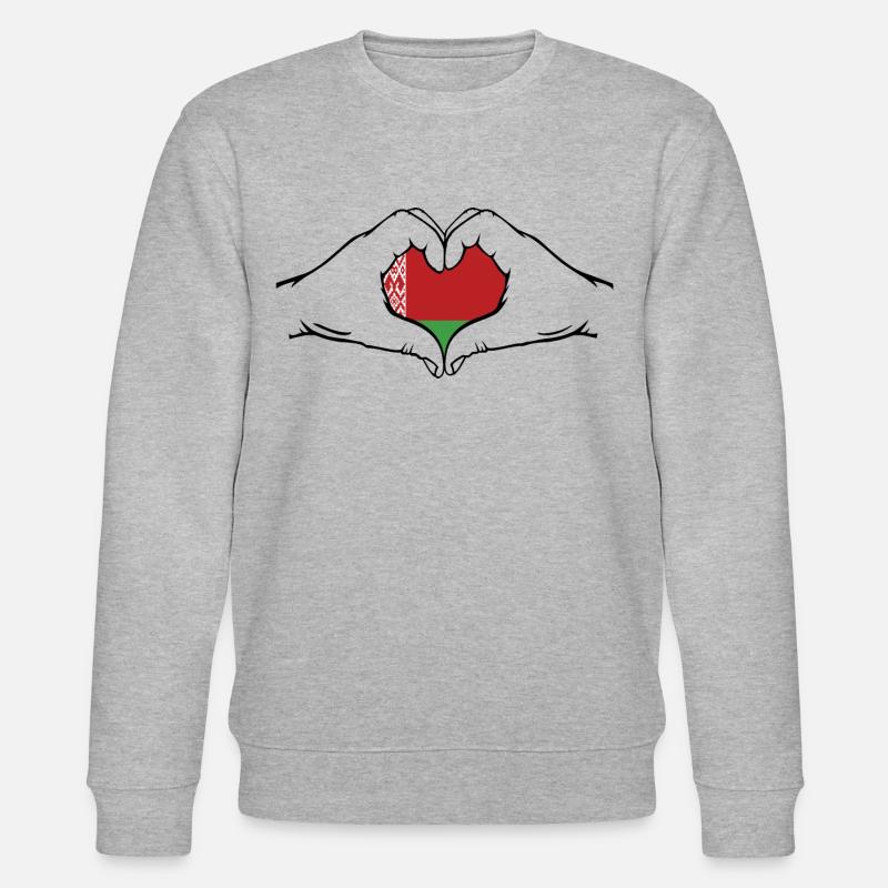 Belarus Flagge Herzform - Stanley/Stella Unisex Bio-Sweatshirt CHANGER  - Grau meliert
