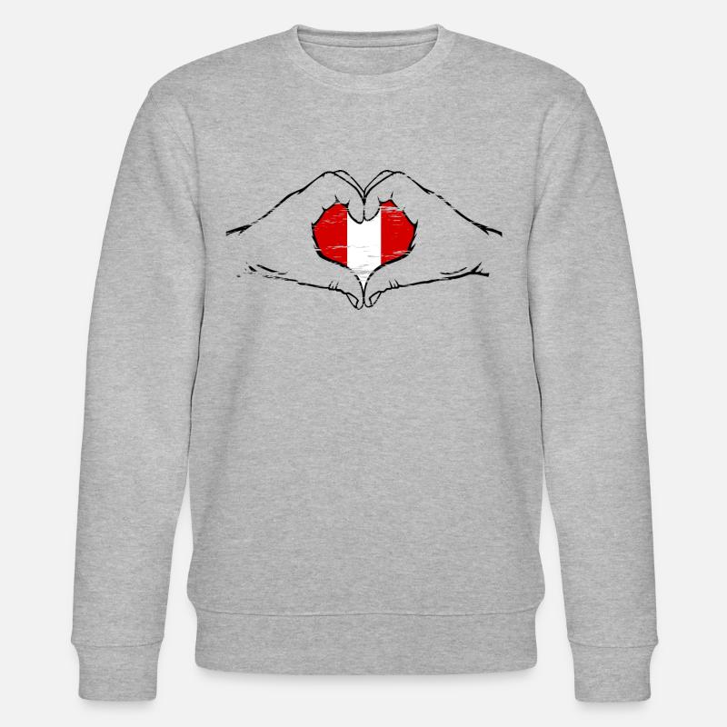 Peru Flagge Herzform used - Stanley/Stella Unisex Bio-Sweatshirt CHANGER  - Grau meliert