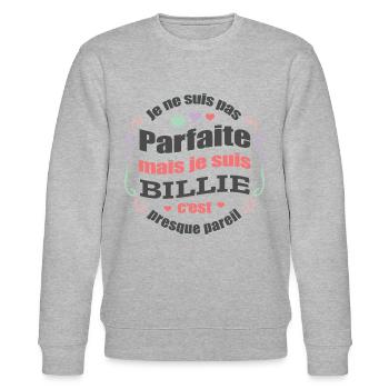 BILLIE PARFAITE - PRENOM BILLIE - Sweat bio CHANGER Stanley/Stella Unisexe - gris chiné - Devant - Nik (191cm) & Marisol (170cm)
