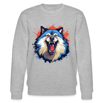 Böser Wolf - Stanley/Stella Unisex Bio-Sweatshirt CHANGER  - Grau meliert - Vorne - Nik (191cm) & Marisol (170cm)