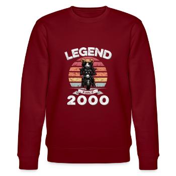 2000 Geburtstag Legend since sunset Teddy - Stanley/Stella Unisex Bio-Sweatshirt CHANGER  - Burgunderrot - Vorne - Nik (191cm) & Marisol (170cm)