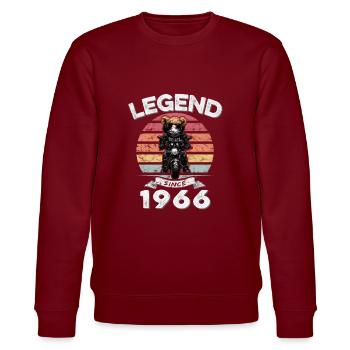 1966 Geburtstag Legend since sunset Teddy - Stanley/Stella Unisex Bio-Sweatshirt CHANGER  - Burgunderrot - Vorne - Nik (191cm) & Marisol (170cm)