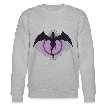 Schwarzer Drache - Stanley/Stella Unisex Bio-Sweatshirt CHANGER  - Grau meliert - Vorne - Nik (191cm) & Marisol (170cm)