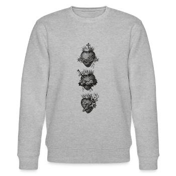 Herzen der Heiligen Familie - Stanley/Stella Unisex Bio-Sweatshirt CHANGER  - Grau meliert - Vorne - Nik (191cm) & Marisol (170cm)