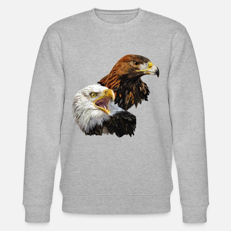 Bald Eagle and Golden Eagle - Stanley/Stella CHANGER Unisex Organic Sweatshirt - heather grey
