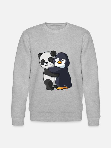 Panda avec pingouin aime les animaux mignons doux - Sweat bio CHANGER Stanley/Stella Unisexe - gris chiné