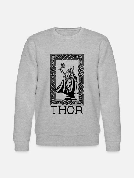 Thor and Mjolnir Viking Norse Cosmology - Stanley/Stella CHANGER Unisex Organic Sweatshirt - heather grey