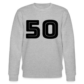 Zahl 50 - Geburtstag - Trikotnummer - Stanley/Stella Unisex Bio-Sweatshirt CHANGER  - Grau meliert - Vorne - Nik (191cm) & Marisol (170cm)