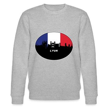 Lyon France Flag Skyline Souvenir de voyage - Sweat bio CHANGER Stanley/Stella Unisexe - gris chiné - Devant - Nik (191cm) & Marisol (170cm)