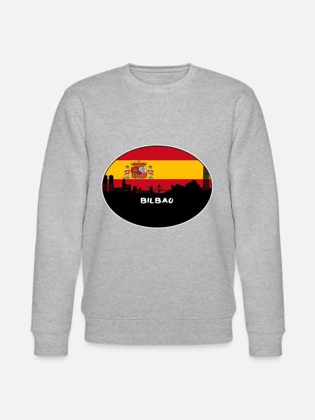 Bilbao Spanje Vlag Skyline Silhouet Reizen - Stanley/Stella Uniseks bio-sweatshirt CHANGER  - grijs gemêleerd