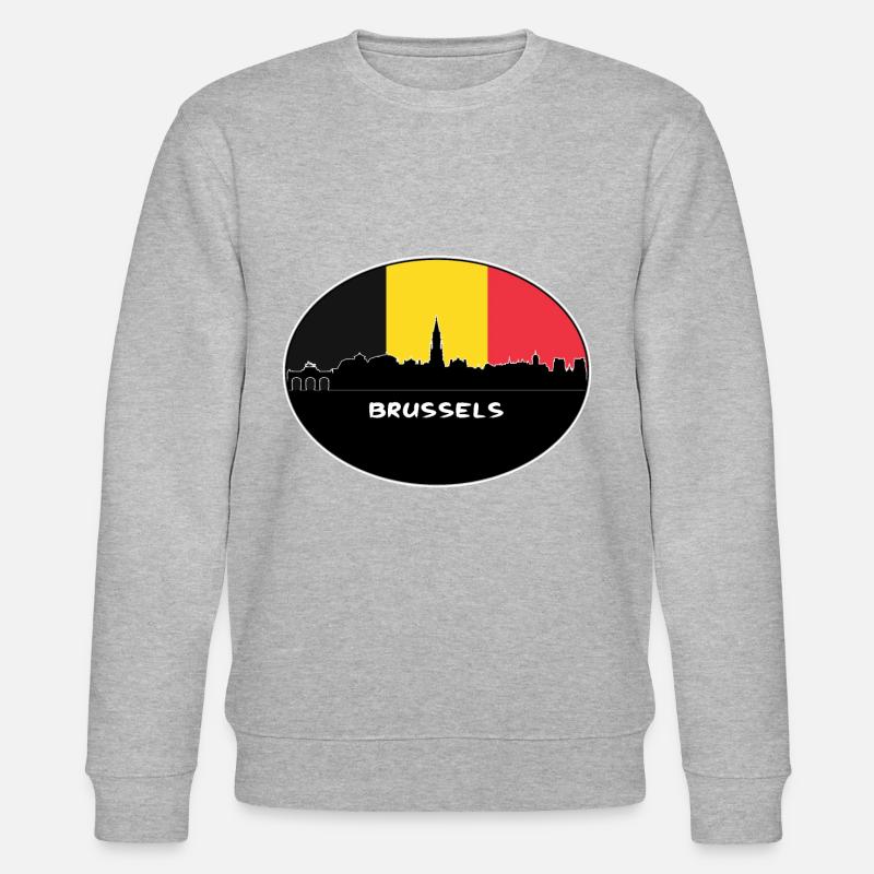 Brüssel-Belgien-Flaggen-Skyline-Schattenbild-Reise - Stanley/Stella Unisex Bio-Sweatshirt CHANGER  - Grau meliert