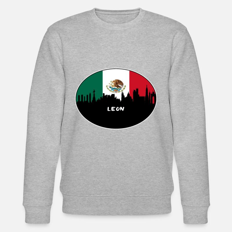 Leon-Mexiko-Flaggen-Skyline-Schattenbild-Reise - Stanley/Stella Unisex Bio-Sweatshirt CHANGER  - Grau meliert