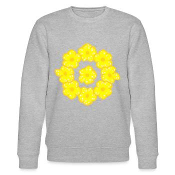 Bouquet de fleurs jaunes - été - fleurs - jaune - Sweat bio CHANGER Stanley/Stella Unisexe - gris chiné - Devant - Nik (191cm) & Marisol (170cm)