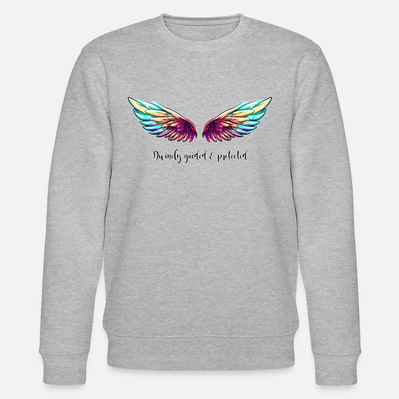 DIVINELY GUIDED & PROTECTED - Flügel - Stanley/Stella Unisex Bio-Sweatshirt CHANGER  - Grau meliert