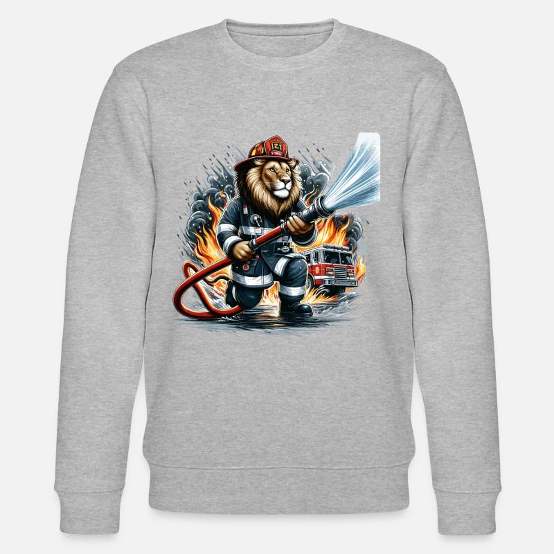 Camion de pompier Lion cadeau - Sweat bio CHANGER Stanley/Stella Unisexe - gris chiné