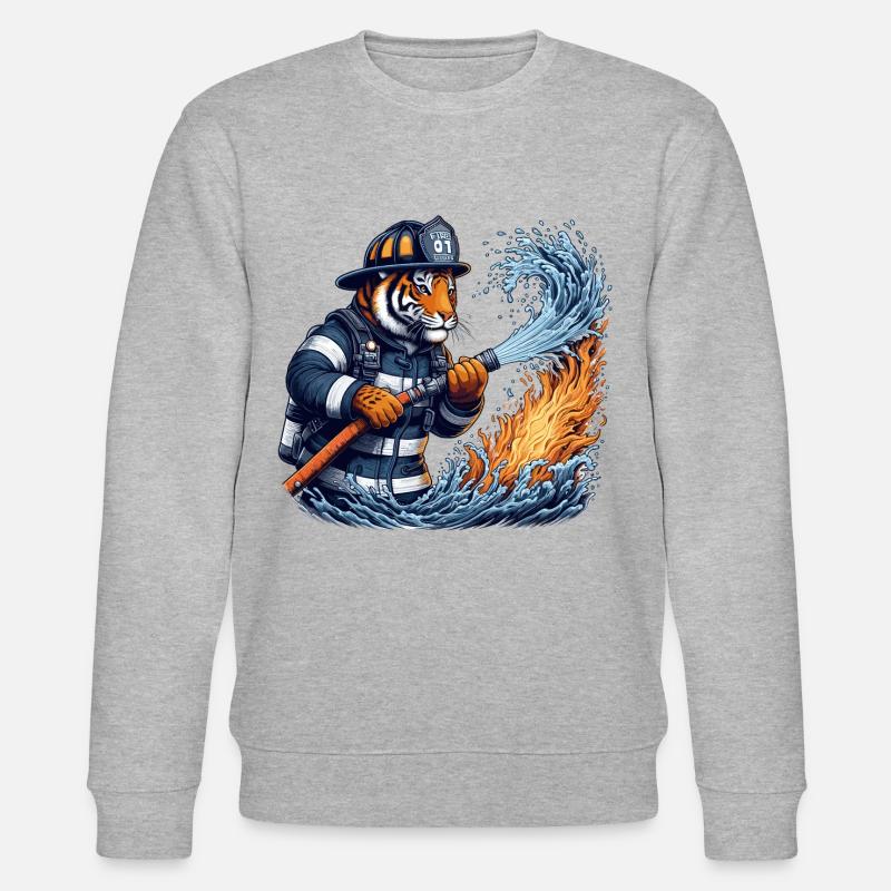 Cadeau de tigre de pompier - Sweat bio CHANGER Stanley/Stella Unisexe - gris chiné