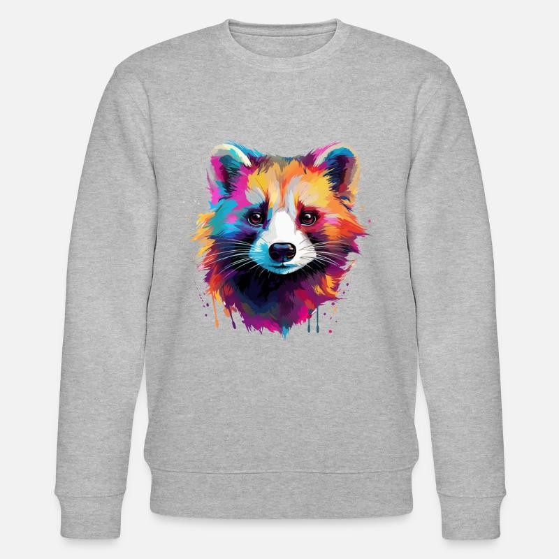 Buntes Frettchen Farbkleckse Farbspritzer - Stanley/Stella Unisex Bio-Sweatshirt CHANGER  - Grau meliert