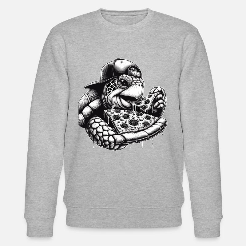 Turtle Pizza Cappy Gift - Stanley/Stella CHANGER Unisex Organic Sweatshirt - heather grey