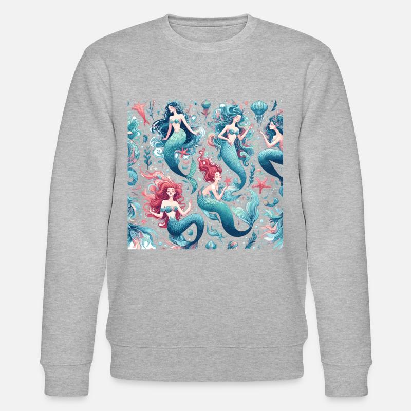 Mermaid Pattern Gift - Stanley/Stella CHANGER Unisex Organic Sweatshirt - heather grey