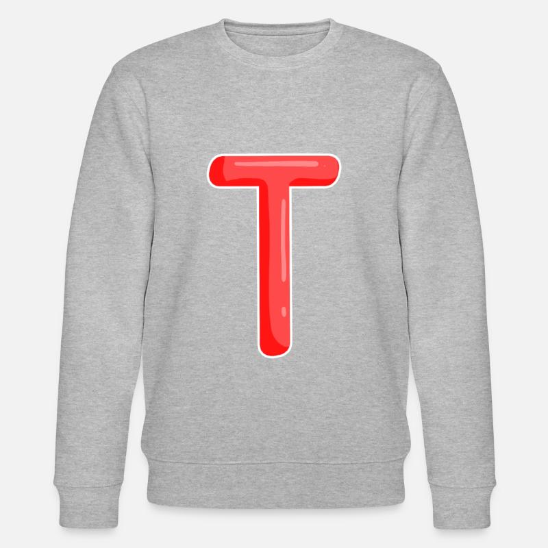 Lettre T Lettre initiale - Sweat bio CHANGER Stanley/Stella Unisexe - gris chiné