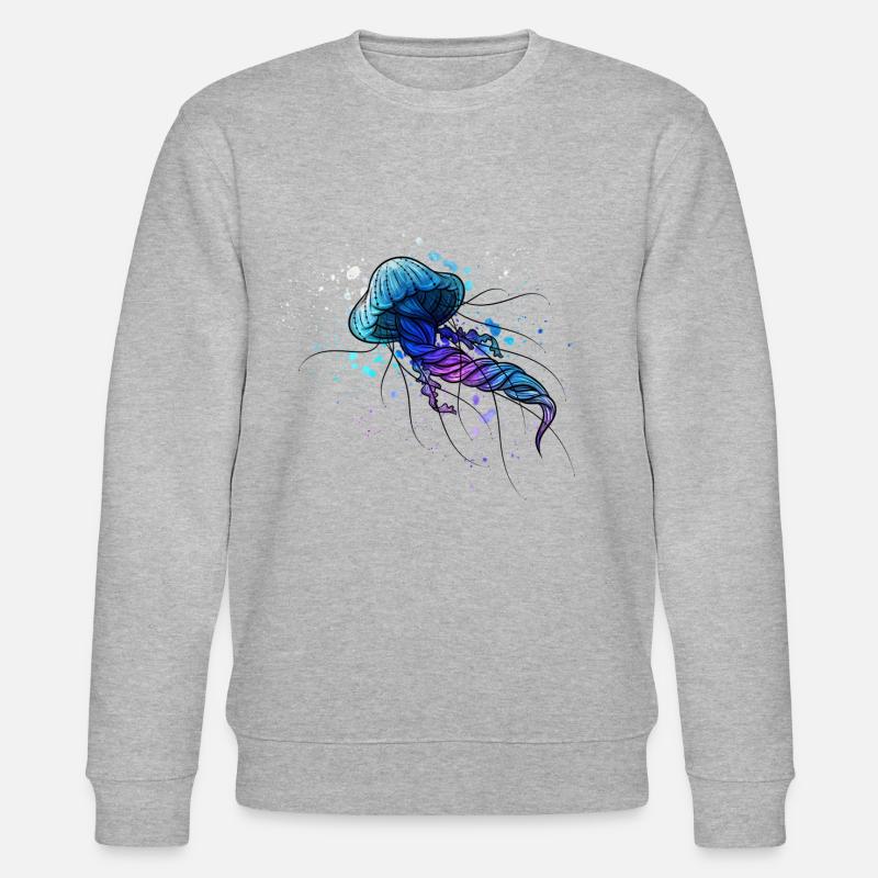 Wunderschöne bunte Qualle - Stanley/Stella Unisex Bio-Sweatshirt CHANGER  - Grau meliert