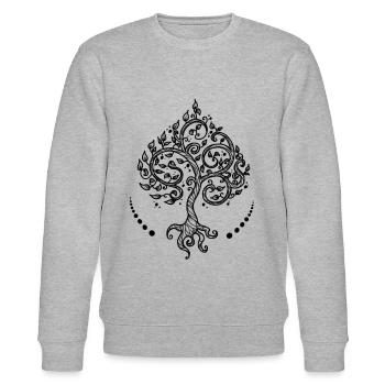 Asia Thai India Bodhi Tree Elements Lebensbaum - Stanley/Stella Unisex Bio-Sweatshirt CHANGER  - Grau meliert - Vorne - Nik (191cm) & Marisol (170cm)