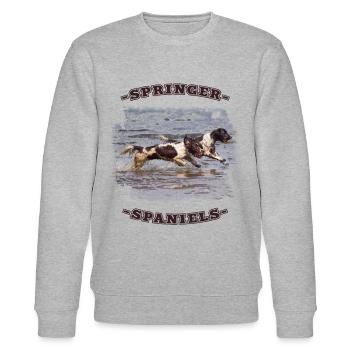 Springer Spaniel Hundefoto - Stanley/Stella Unisex Bio-Sweatshirt CHANGER  - Grau meliert - Vorne - Nik (191cm) & Marisol (170cm)